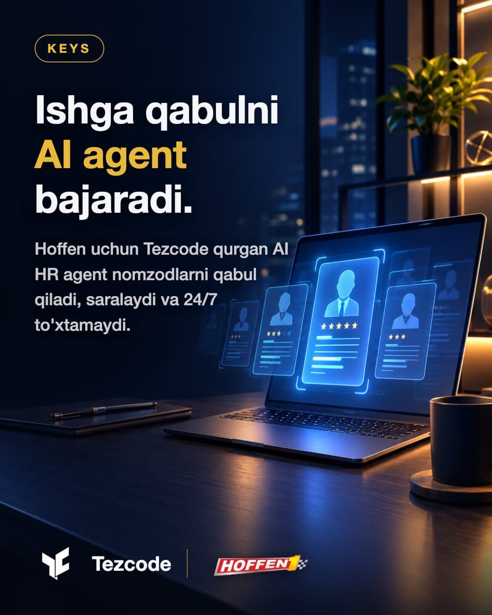 Hoffen AI agent for hiring — Tezcode